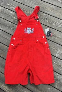 Vintage NEW 90s 101 Dalmations Corduroy Embroidered Shorts Overalls M WOMENS - Picture 1 of 13