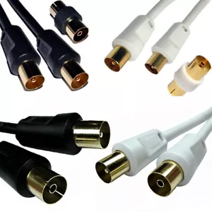 Coaxial TV Aerial Cable RF Fly Lead Digital Male to Female Extension 1m - 50m - Picture 1 of 14
