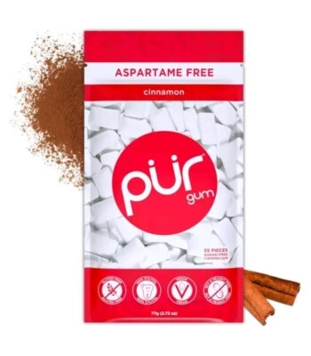 Goma de mascar PUR xilitol canela (55 piezas) vegana pura sin azúcar Foto 1 de 3