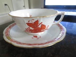 Herend Porcelain Chinese Bouquet Rusty 734 coffee cup Saucer - Picture 1 of 4