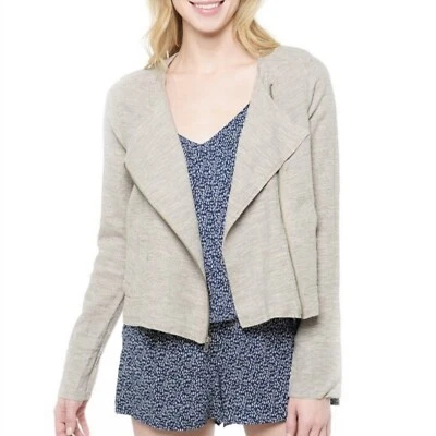 Jack by BB Dakota Isobell Linen Blend Moto Jacket Women's Size S Beige/Taupe - Image 1 of 4
