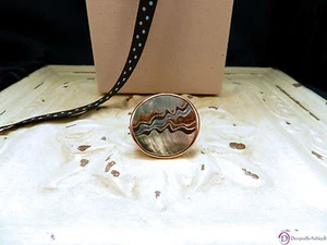 SARA BLAINE Black Mother-of-Pearl Painted Enamel Sedona Ring~Size 7 - Picture 1 of 7