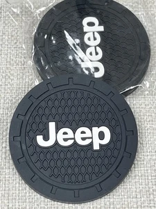 Jeep Rubber Cup Holder Bottom Insert Soft Pliable Drink Accessory Black White - Picture 1 of 3
