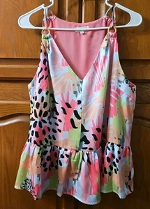 Jade Melody Tam Lined Sleeveless Blouse Top Size Large Multicolor - Picture 1 of 6