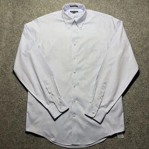 Lands End Dress Shirt Mens 16-37 Blue Long Sleeves Button Down Non-Iron Pinpoint - Picture 1 of 9