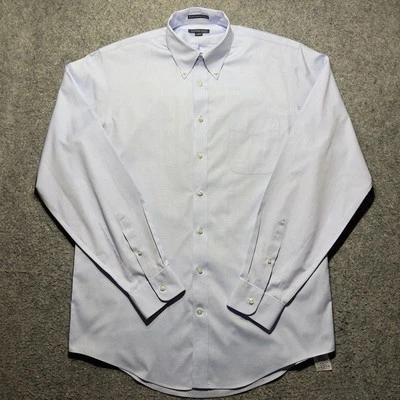 Camisa de vestir Lands End para hombre 16-37 azul manga larga abotonada sin planchar Foto 1 de 4