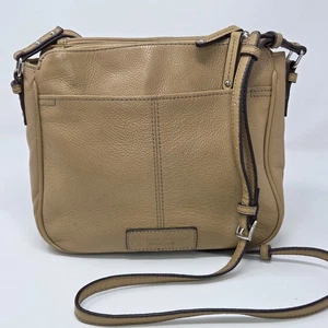 Tignanello Leather Crossbody Organizer Bag Camel Tan Pockets - Picture 1 of 9