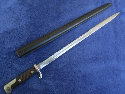 ORIGINAL GERMAN IMPERIAL M1898 SAWBACK BAYONET AND FAG SCABBARD MADE BY A.COPPEL - Image 1 of 4