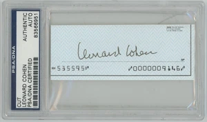 Leonard Cohen Hallelujah Singer Poet Autographed Signed Check Cut PSA 30179 - Picture 1 of 3