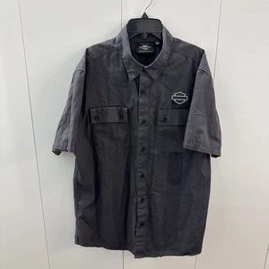 Harley Davidson Herren Hemd Large Grau Logo S/S Knopfleiste Mechaniker Shop - Bild 1 von 11