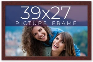 39x27 Frame Brown Solid Wood Picture Frame Width 0.75 Inches | Interior Frame De - Picture 1 of 10