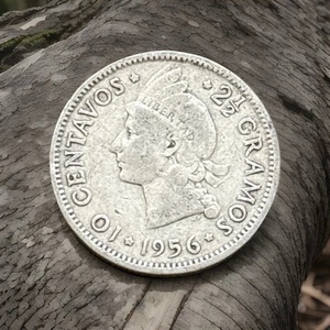 DOMINICAN REPUBLIC 1956 10 CENTAVOS SILVER VERY NICE CONDITION L106. - Picture 1 of 3