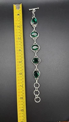 Tourmaline Bracelet In Sterling Silver Adjustable Jewelry Handmade Size 8 - Image 1 of 4