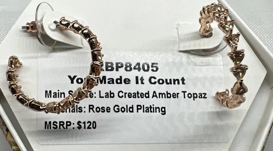 Pendientes Bomb Party RBP8405 24 de noviembre cumpleaños LC ámbar topacio RG enchapado aros Foto 1 de 1