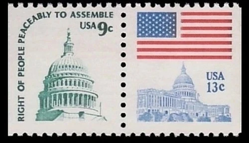 US, #1590, 1623  Capitol and Flag over Capitol, attached booklet pair, MNH - Image 1 of 1