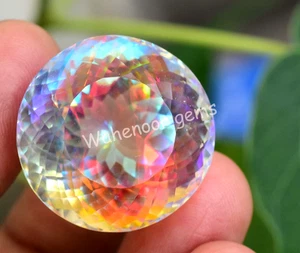 Natural Mystic Quartz Round 67.65 Ct Rainbow Color Stunning Certified Gemstone - Picture 1 of 6