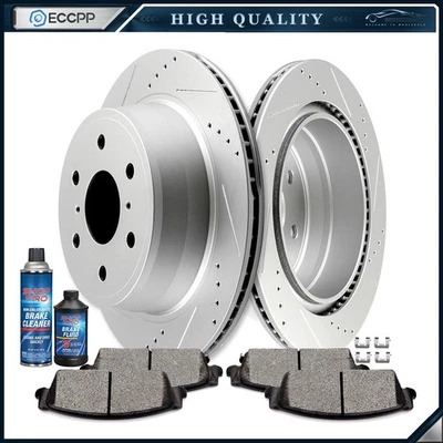 Rear Ceramic Brake Pads And Rotors For 07-14 Cadillac Chevrolet Tahoe GMC Yukon Foto 1 de 4