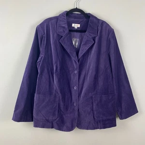Denim & Co Samt Lila Sakko Blazer Größe 2X Business Büro - Bild 1 von 11