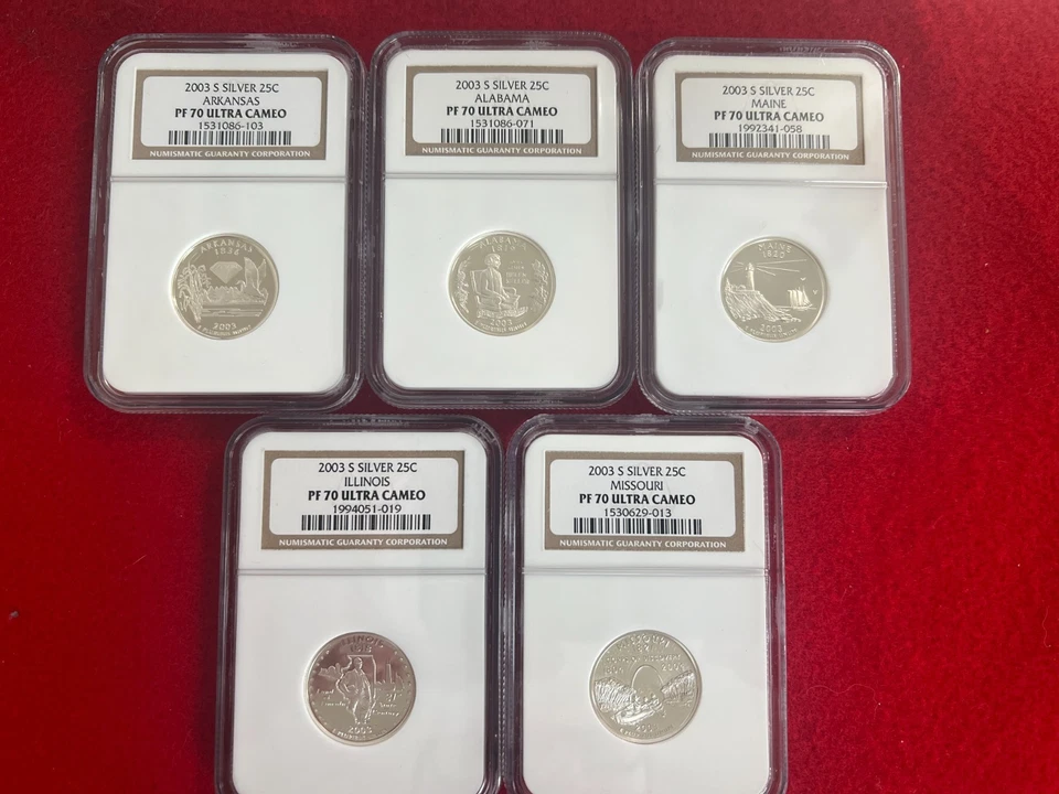 2003-S 5 Coin set Silver Proof State Quarters Set NGC PF 70 Ultra Cameo - Image 1 of 1