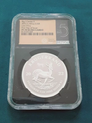 2022 South Africa Silver Big 5 Series Proof Lion Privy Krugerrand! FDOI!!  S105 - Image 1 of 3