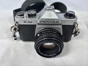 Vintage Pentax K1000 35mm Film Camera w Asahi Pentax M 50mm Lens + Strap No Cap - Picture 1 of 14