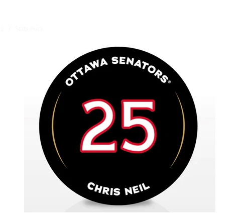 2023 Ottawa Senators Chris Neil Jersey Retirement Commemorative Stats Puck Cover