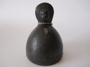 Mexican Folk Art Primitive Oaxaca Black Clay Bell Stylized Woman 3 1/2" tall - Picture 1 of 6
