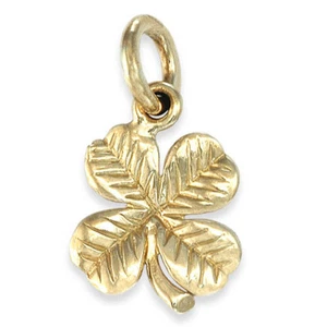 Handmade 9ct Gold Four Leaf Clover / Shamrock Pendant Charm - Picture 1 of 4