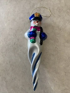 Vintage Blown Glass Snowman Icicle Ornament 7.5” Christmas - Picture 1 of 4