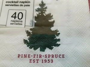 Harman  Handsome Christmas Pine Tree 3 Ply Cocktail Paper Napkins,40 Ct  NEW - Picture 1 of 8