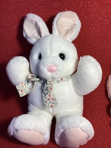14" plus ears Dakin 1994 Cuddles style white rabbit plush stuffed pink ears feet - Picture 1 of 4