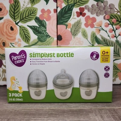 Parent's Choice Simplyst Bottle 5 oz. 3-Pack Slow Flow 0+ Months BPA Free - New - Image 1 of 2