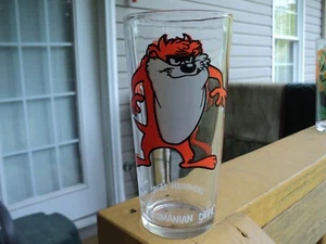 Vintage 1973 Pepsi  Looney Tunes Taz Tasmanian Devil White Letters 16oz Glass - Picture 1 of 4