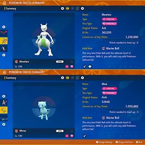 x2 MEWTWO + MEW 6IV BRILLANTE BATTLE-READY Raid POKEMON ESCARLATA VIOLETA - Imagen 1 de 3