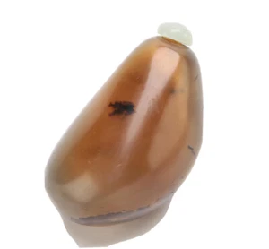 Sehr Sammlerstück seltene antike chinesische Schnupftabakflasche in Kieselform Achat, Jadeverschluss - Bild 1 von 7