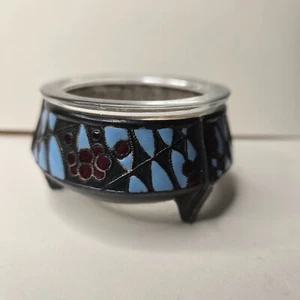 Vintage russischer Metall & Emaille Salzkeller & Glaseinsatz I-OMMET Mstera Juweliere - Bild 1 von 9