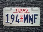 Vintage USA licence plate TEXAS 194 MWF Sesquicentennial 1836-1986