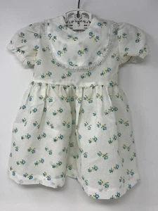 Vintage Toddler Dress Blue Rosebuds And Lace Trim Size 2? Large Play Pal Doll - Picture 1 of 16