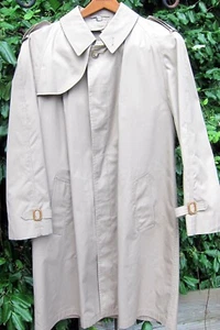 BROOKS BROTHERS Solid Khaki Cotton Blend Men's Jacket Trench Coat 40 R - Picture 1 of 6