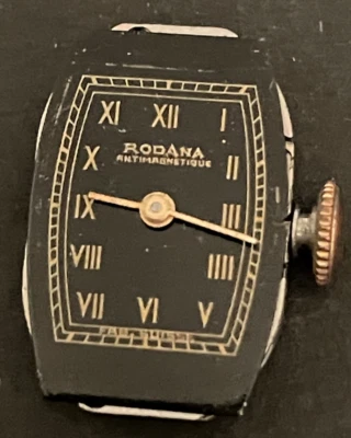 Vintage Rodana SA Women's Watch Movement Running Ticks Black Dial 15j Swiss - Image 1 of 4