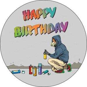Graffiti Sprayer Geburtstag Tortenaufleger essbar Muffin Party Deko Geschenk neu - Bild 1 von 15