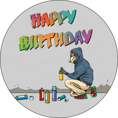 Graffiti Sprayer Geburtstag Tortenaufleger essbar Muffin Party Deko Geschenk neu - Bild 1 von 4