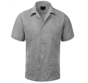 Boys Embroidered Guayabera Original Cuban Short sleeve dress shirt Wedding Party - Picture 1 of 47