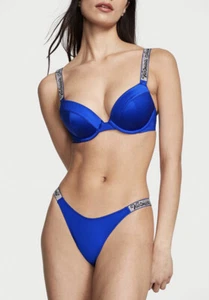 VICTORIA'S SECRET SWIM Shine Strap Sexy Tee Push-Up, Brazilian Set, Blue,34B/Sm - Picture 1 of 7