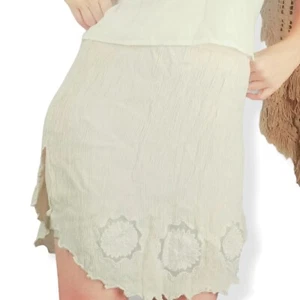 Rusty mini skirt cheesecloth muslin lace Y2K Beach surfer Cream Crotchet 10 - Picture 1 of 9