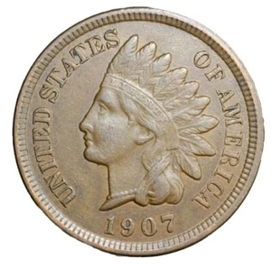 1907 INDIAN HEAD CENT FULL LIBERTY WITH DIAMONDS BEAUTIFUL BROWN COLOR FREE SHIP - Picture 1 of 2