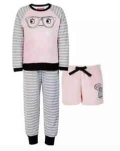 St. Eve Girls 3 Piece Pajama Set Pink/Gray  - Picture 1 of 5