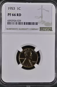 1953 Proof Lincoln Wheat Cent NGC PF 66 RD - Picture 1 of 2