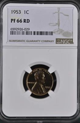 1953 Lincoln Wheat 1¢ NGC PF 66 RD - Image 1 of 2