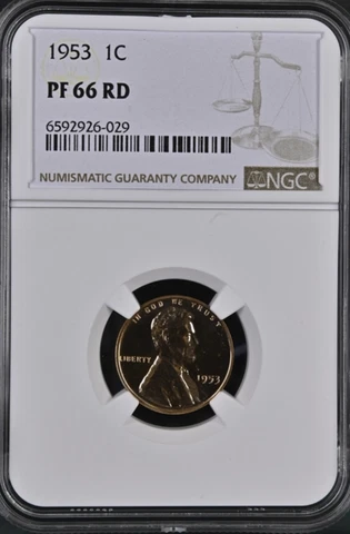 1953 Proof Lincoln Wheat Cent NGC PF 66 RD Cover